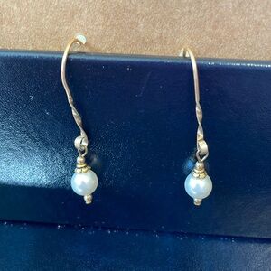 New Pearl drop earrings on 14k gold plated sterling silver
